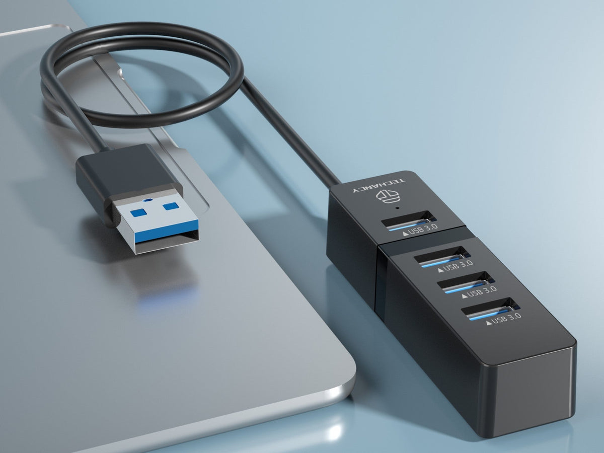 Hub USB Techancy, 4 portas USB 3.0, KT2904, preto